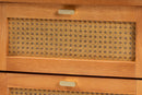 Kaori Golden Brown Wood Japandi 2-Drawer Nightstand w/Distressed-Finished Rattan Baxton