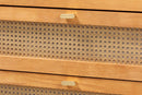 Kaori Golden Brown Wood Japandi 4-Drawer Chest w/Distressed-Finished Rattan Baxton