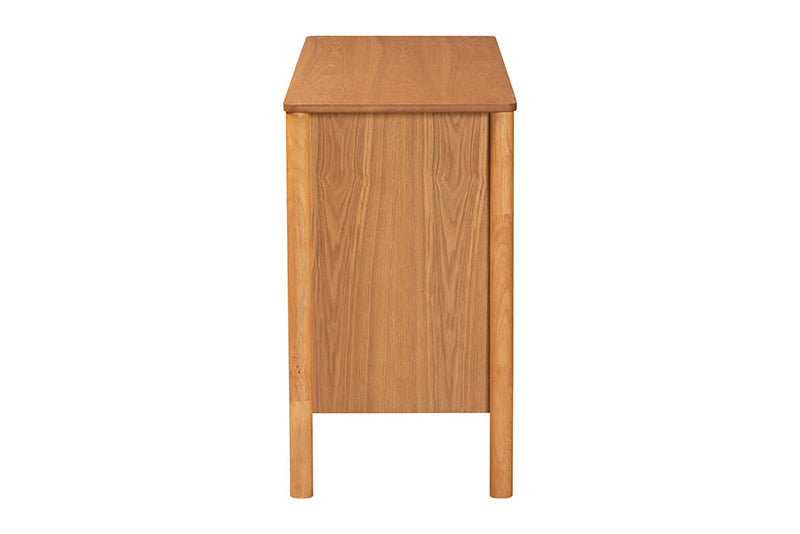 Kaori Golden Brown Wood Japandi 6-Drawer Dresser w/Distressed-Finished Rattan Baxton