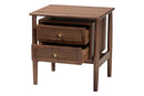 Jessen Japandi Walnut Brown Wood 2-Drawer Nightstand Woven w/Rattan Baxton