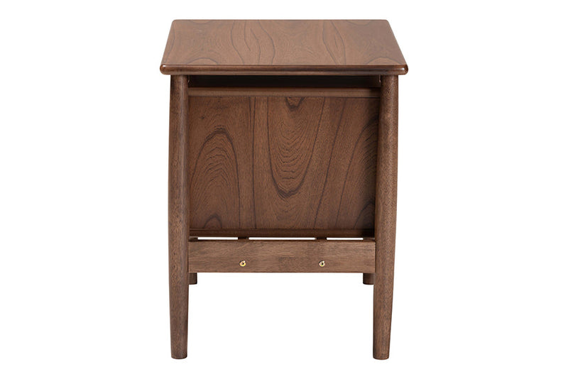 Jessen Japandi Walnut Brown Wood 2-Drawer Nightstand Woven w/Rattan Baxton