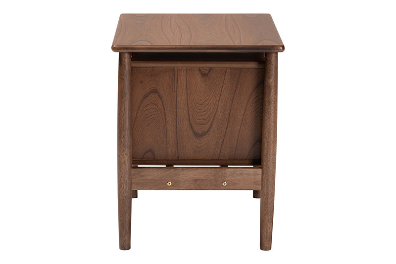 Jessen Japandi Walnut Brown Wood 2-Drawer Nightstand Woven w/Rattan