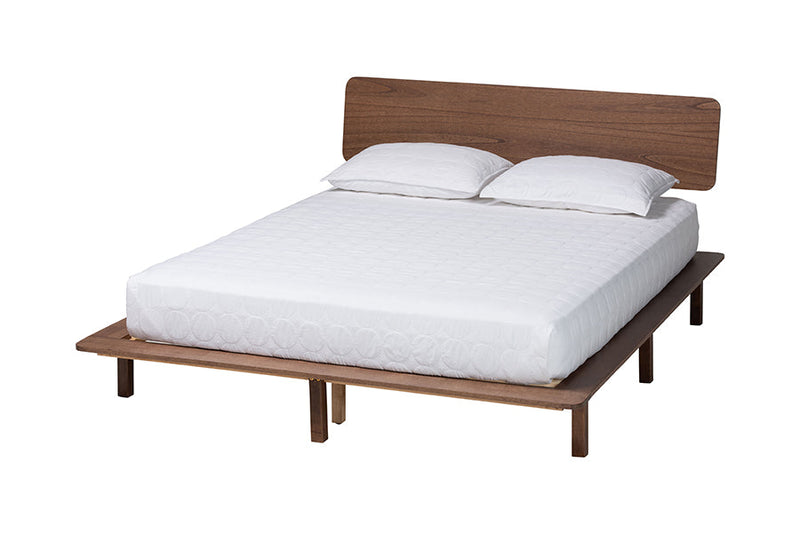Jessen Japandi Walnut Brown Wood Queen Size 4Pc Bedroom Set Baxton