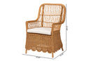 Flannery Bohemian Light Honey Scalloped Rattan Arm Chair Baxton