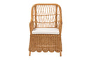 Flannery Bohemian Light Honey Scalloped Rattan Arm Chair Baxton