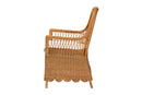 Flannery Bohemian Light Honey Scalloped Rattan Arm Chair Baxton