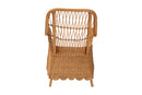 Flannery Bohemian Light Honey Scalloped Rattan Arm Chair Baxton