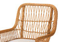 Flannery Bohemian Light Honey Scalloped Rattan Arm Chair Baxton