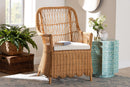 Flannery Bohemian Light Honey Scalloped Rattan Arm Chair Baxton
