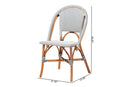Barnes Two-Tone Navy and White Weaving and Natural Rattan Bistro Chair Baxton