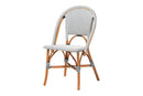Barnes Two-Tone Navy and White Weaving and Natural Rattan Bistro Chair Baxton