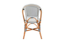 Barnes Two-Tone Navy and White Weaving and Natural Rattan Bistro Chair Baxton