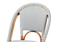 Barnes Two-Tone Navy and White Weaving and Natural Rattan Bistro Chair Baxton