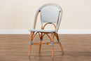Barnes Two-Tone Navy and White Weaving and Natural Rattan Bistro Chair Baxton