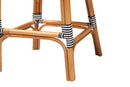 Barnes Two-Tone Black and White Weaving and Natural Rattan Bar Stool Baxton