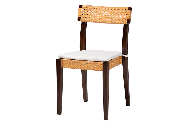 Hannah Bohemian Light Honey Rattan and Dark Brown Wood Dining Chair