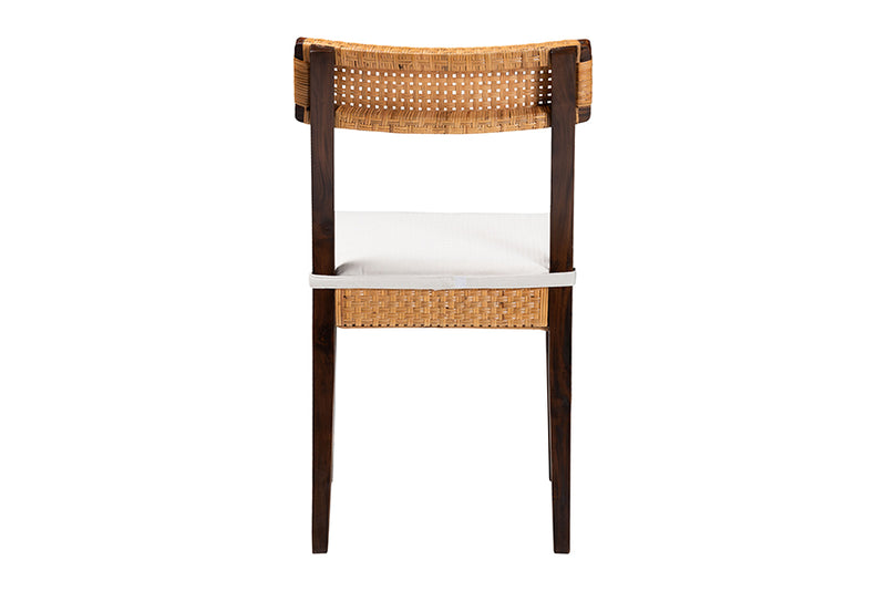 Hannah Bohemian Light Honey Rattan and Dark Brown Wood Dining Chair