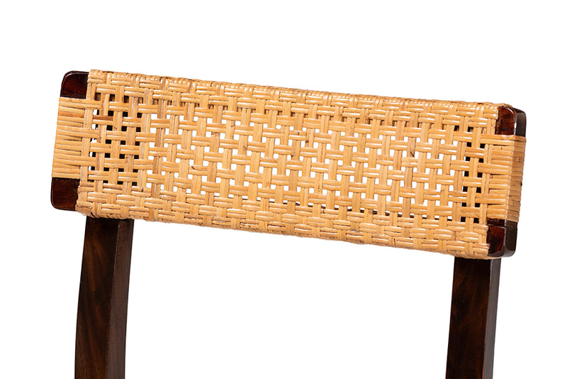 Hannah Bohemian Light Honey Rattan and Dark Brown Wood Dining Chair