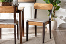 Hannah Bohemian Light Honey Rattan and Dark Brown Wood Dining Chair Baxton