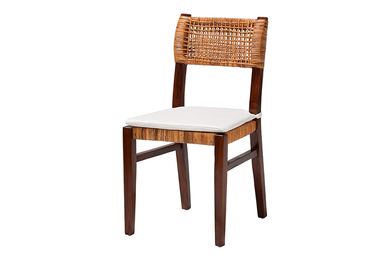 Daphne Bohemian Light Honey Rattan and Dark Brown Wood Dining Chair