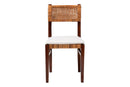 Daphne Bohemian Light Honey Rattan and Dark Brown Wood Dining Chair Baxton