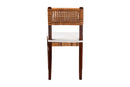 Daphne Bohemian Light Honey Rattan and Dark Brown Wood Dining Chair Baxton