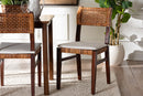 Daphne Bohemian Light Honey Rattan and Dark Brown Wood Dining Chair Baxton
