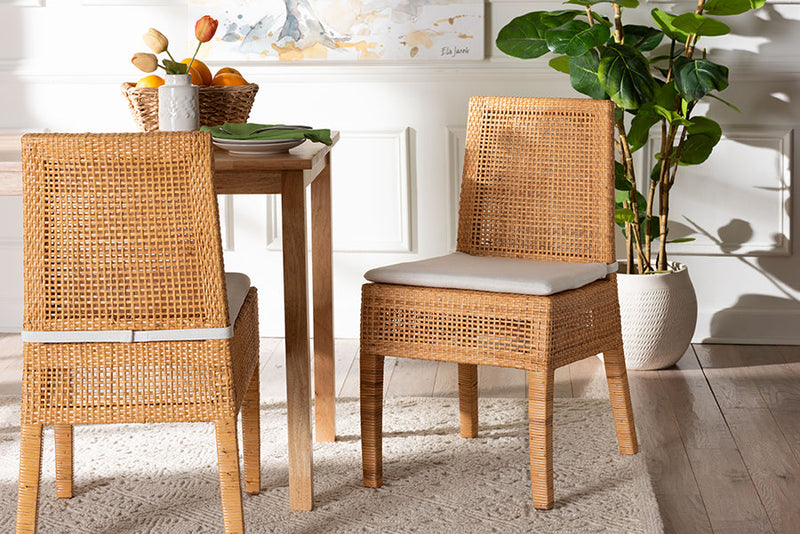 Clovis Bohemian Light Honey Rattan Dining Chair Baxton