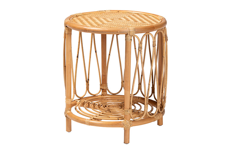 Mirza Bohemian Light Honey Rattan End Table