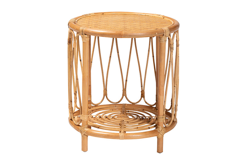 Mirza Bohemian Light Honey Rattan End Table