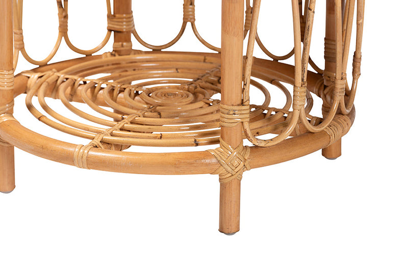 Mirza Bohemian Light Honey Rattan End Table Baxton