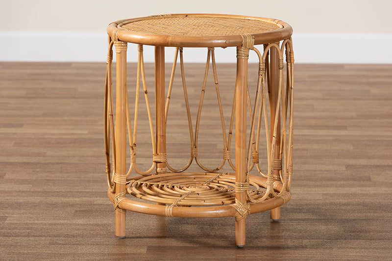 Mirza Bohemian Light Honey Rattan End Table