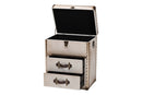 Leala Coffee Canvas 2-Drawer Storage Trunk Baxton