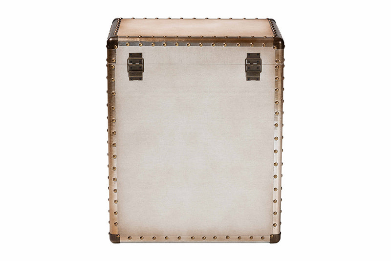 Leala Vintage Coffee Canvas 2-Drawer Storage Trunk