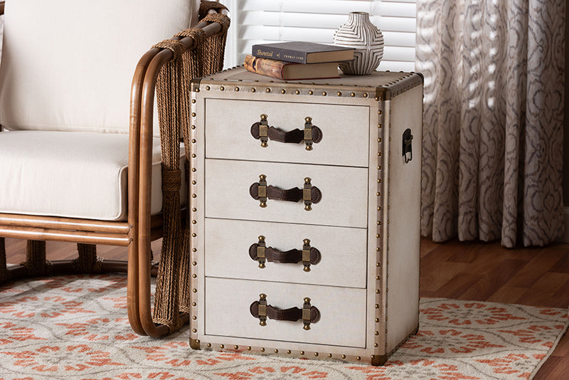 Mason Vintage Coffee Canvas 4-Drawer End Table