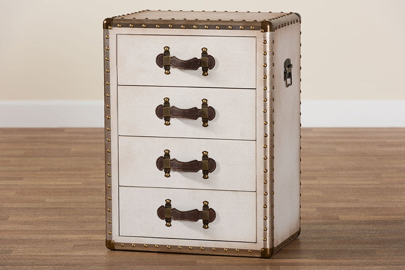 Mason Coffee Canvas 4-Drawer End Table Baxton