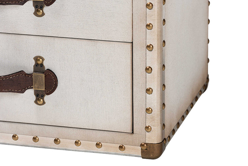 Mason Coffee Canvas 4-Drawer End Table Baxton