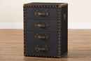 Mason Black Canvas 4-Drawer End Table Baxton