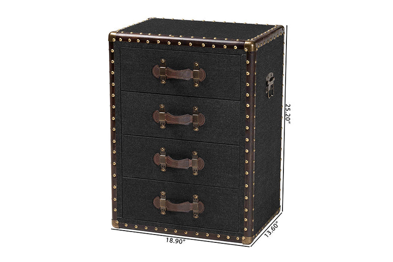 Mason Black Canvas 4-Drawer End Table Baxton