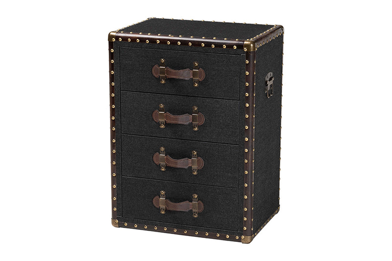 Mason Vintage Black Canvas 4-Drawer End Table