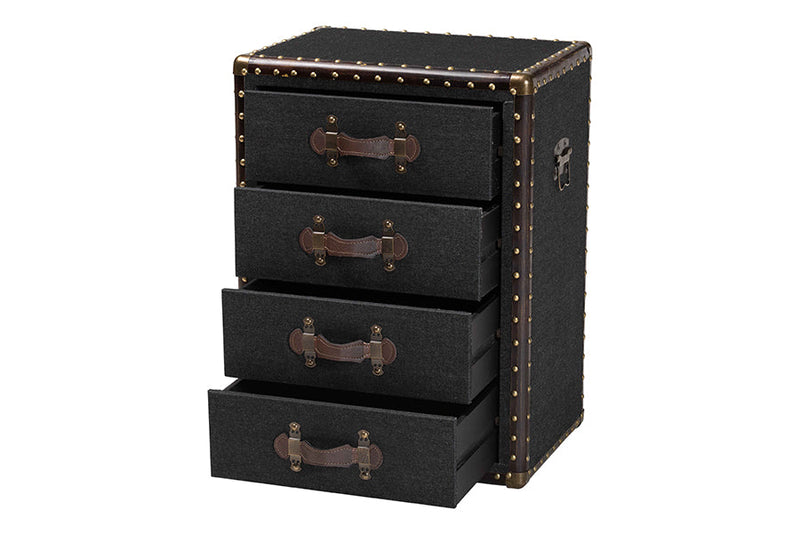 Mason Black Canvas 4-Drawer End Table Baxton