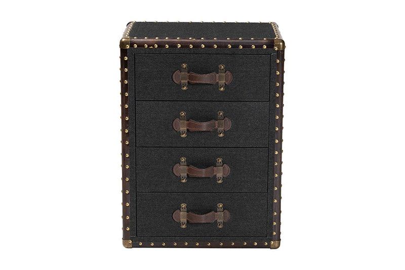 Mason Black Canvas 4-Drawer End Table Baxton