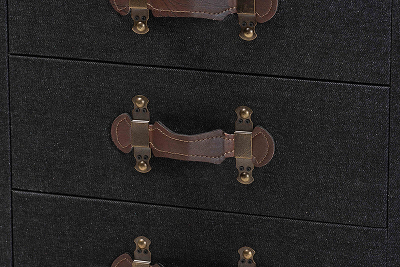 Mason Black Canvas 4-Drawer End Table Baxton