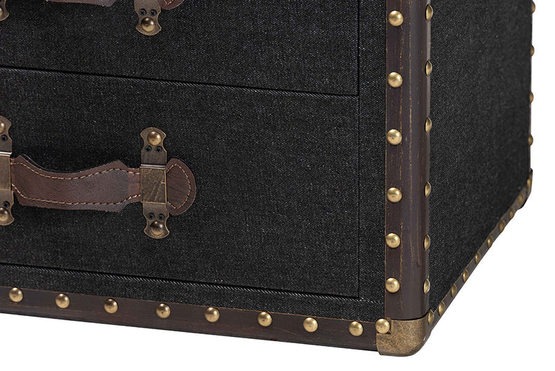 Mason Black Canvas 4-Drawer End Table Baxton