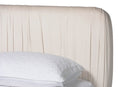 Gendry Luxe Ivory Pleated Velvet Queen Size Platform Bed Baxton
