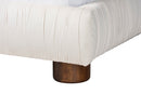 Gendry Luxe Ivory Pleated Velvet Queen Size Platform Bed Baxton