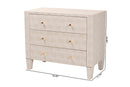 Easton Modern Beige Faux Shagreen 3-Drawer Storage Cabinet Baxton