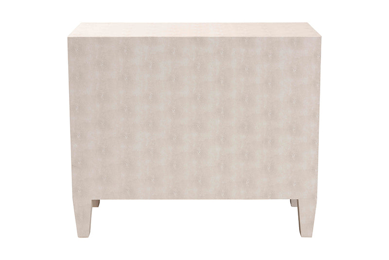 Easton Modern Beige Faux Shagreen 3-Drawer Storage Cabinet