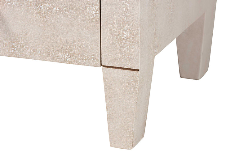Easton Modern Beige Faux Shagreen 3-Drawer Storage Cabinet