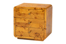 Arcene Natural Real Burl Wood 3-Drawer Nightstand Baxton